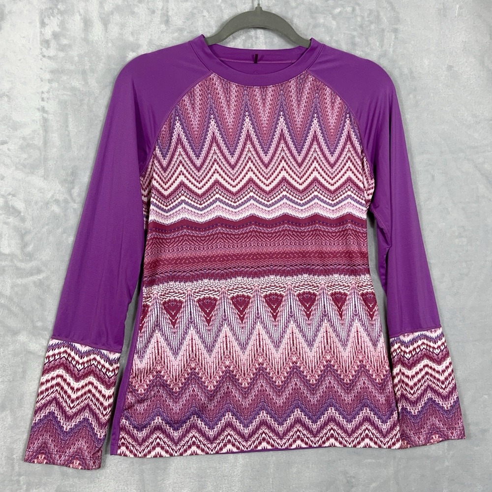 Prana Womens Top S Geometric Performance Stretch Activewear Casual Pullover Yoga